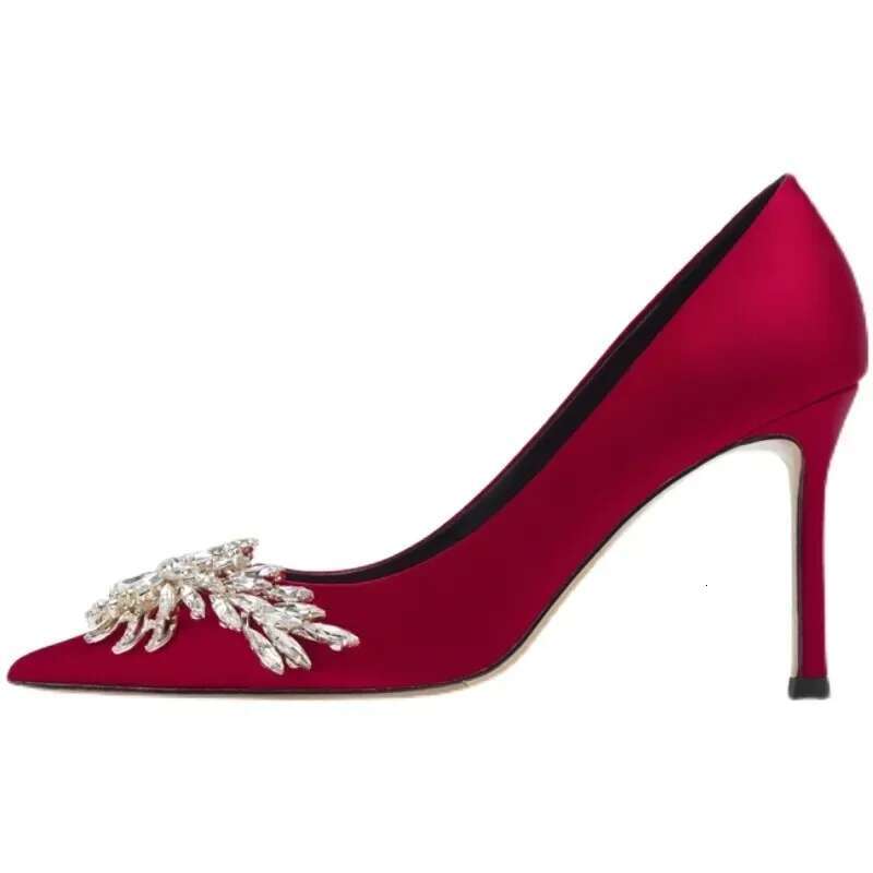 2024 Spring Summer Autumn New Wedding Red Slim Korean Version Pointed Toe Bride Shoes High Heels