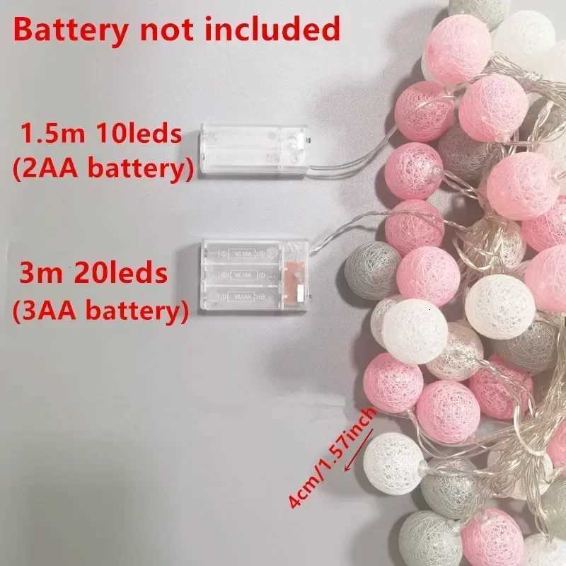 Cotton Garland Balls Lights String Christmas Easter Outdoor Hanging Party Baby Kids Room Bed Fairy Lights Decorations W251107