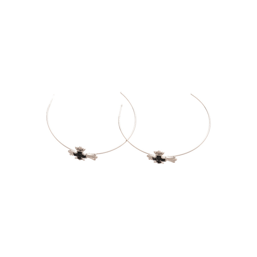 Silver Needle Crystal Cross C-shaped Dark Style Niche Design Sense Hoop Light Luxury High-end Earrings - view 9