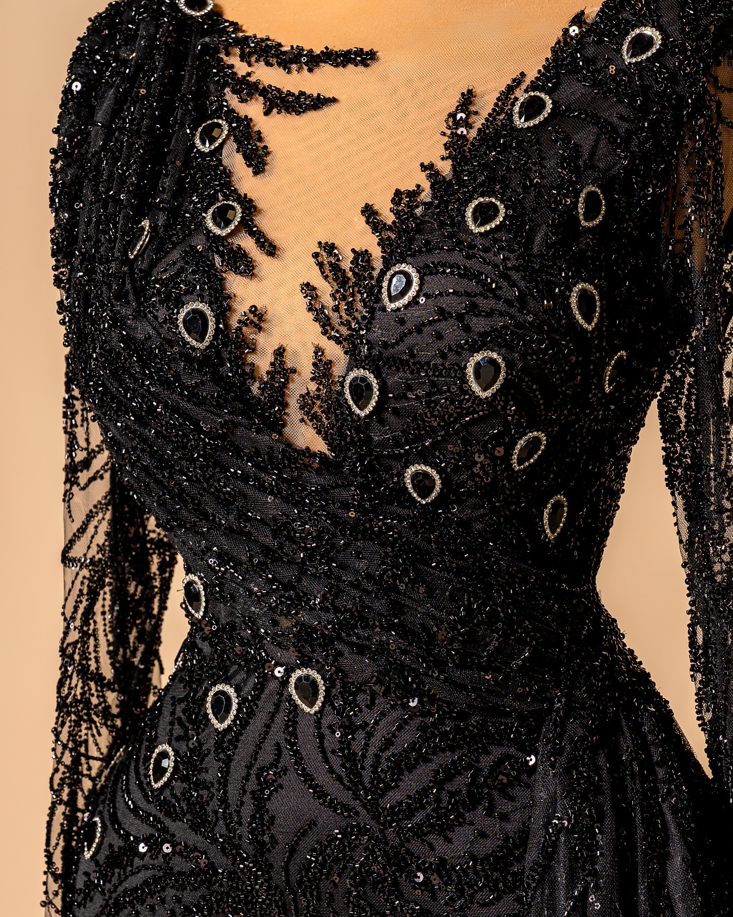 Mermaid Black Prom Dresses 2026 Crystals Sequined Lace Sheer Neck Evening Formal Party Second Birthday Engagement Gowns Plus Size Dress For Special Oc