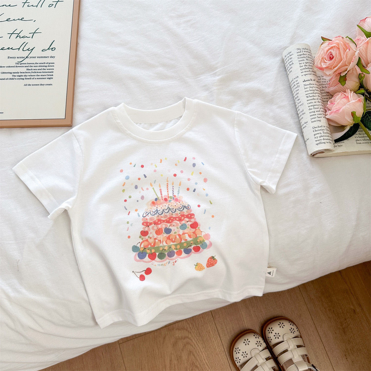 Ddmyshoesvip Pure Cotton Children S Summer New Cartoon Printed Short Sleeved T Shirt For Girls And Babies Cute Boys Casual Top