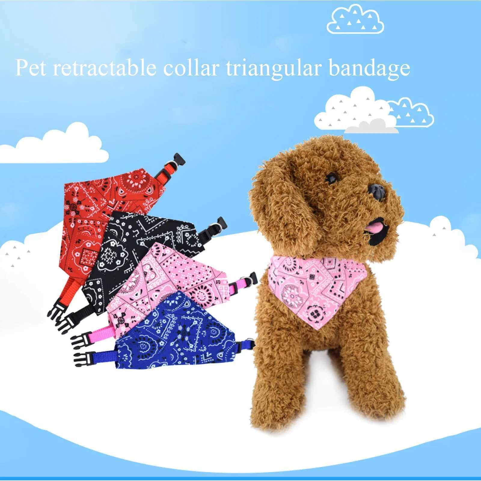 Pet bib printing triangular scarf small dog and cat retractable collar triangular scarf buckle pet accessories M250407