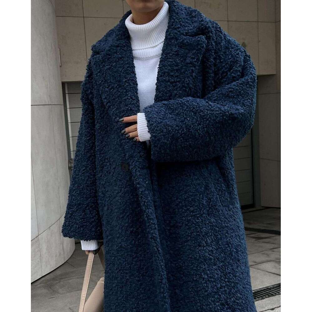 Autumn Winter New Cross-Border Women's Fashion Elegant Commuter Coat Long Sleeve Turn-Down Collar Furry Jacket for Women