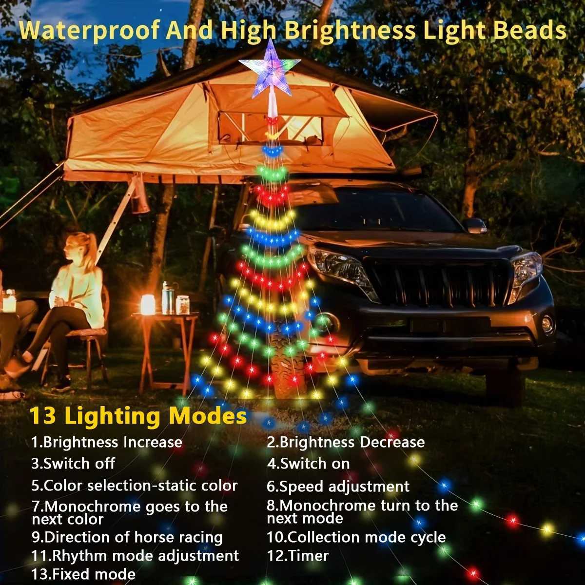 7FT 400LEDs Smart Christmas Tree Lights Fairy LED Lights with Star Topper DIY Color Changing App Remote for Christmas Tree Decor W251107