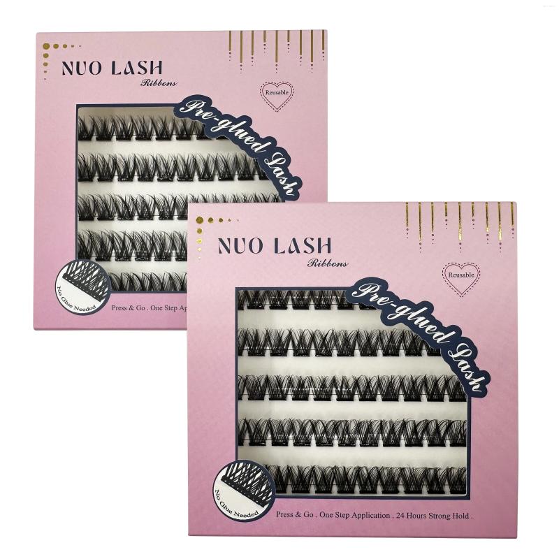 False Eyelashes Nuo Ribbon Self Adhesive Cluster Lashes Press On No Glue Needed Pre-bond Reusable Glueless Pre-Glued Lash Extension Private