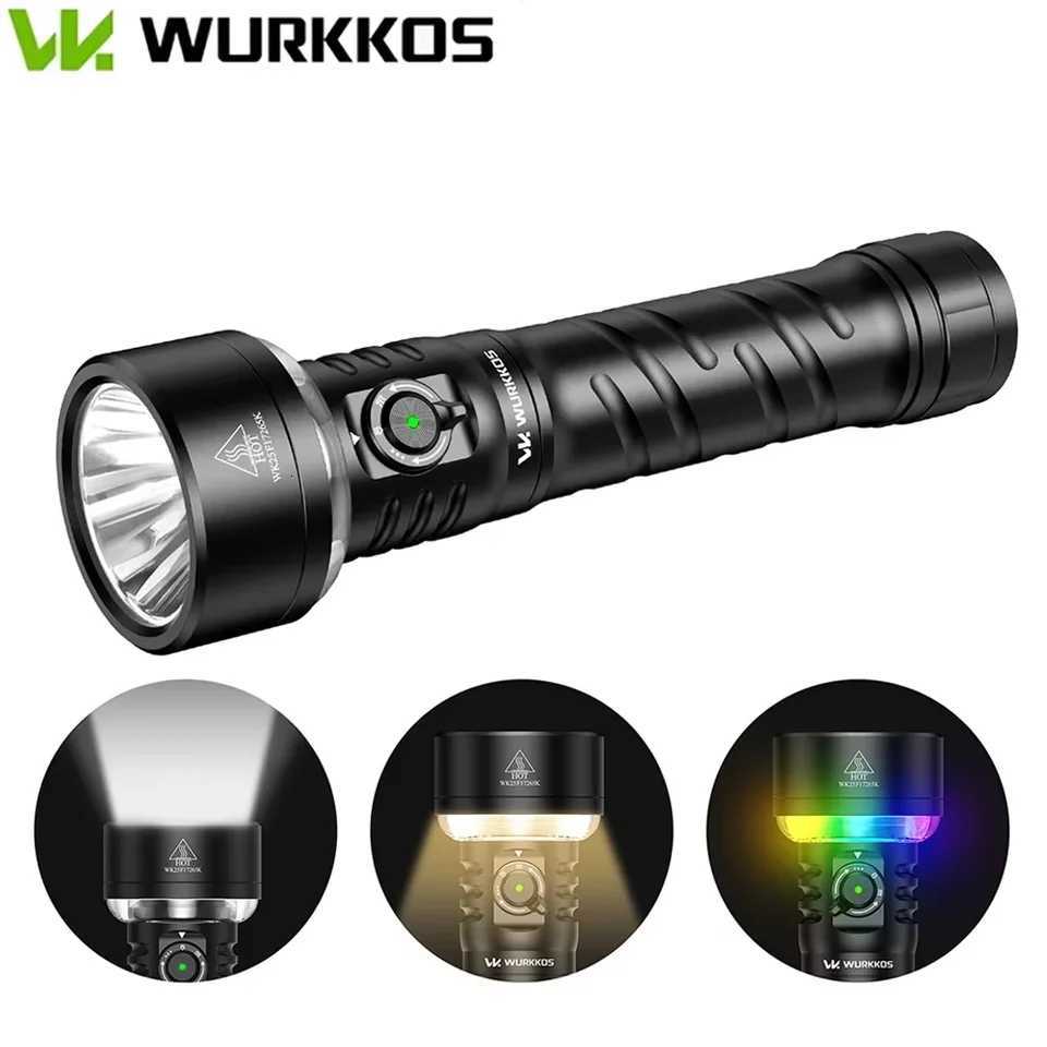 Wurkkos TS27 3200LM Super Bright Flashlight 845M Throw RGB Lighting Linterna Recargable Reverse Charging Power Bank For CampingW251106
