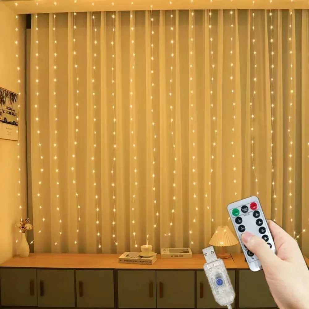 Outdoor 8 Mode LED USB Curtain Light String 3M-6M Wedding Garland Fairy Light Christmas Party Holiday Decoration Garden Light W251107