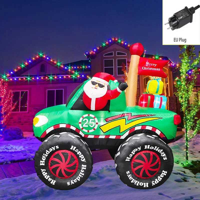 Outdoor Christmas Decorations Inflatable Toys Model Santa Vehicles Built-in LEDs Party New Year Ornament Xmas Garden Decor Props W251107