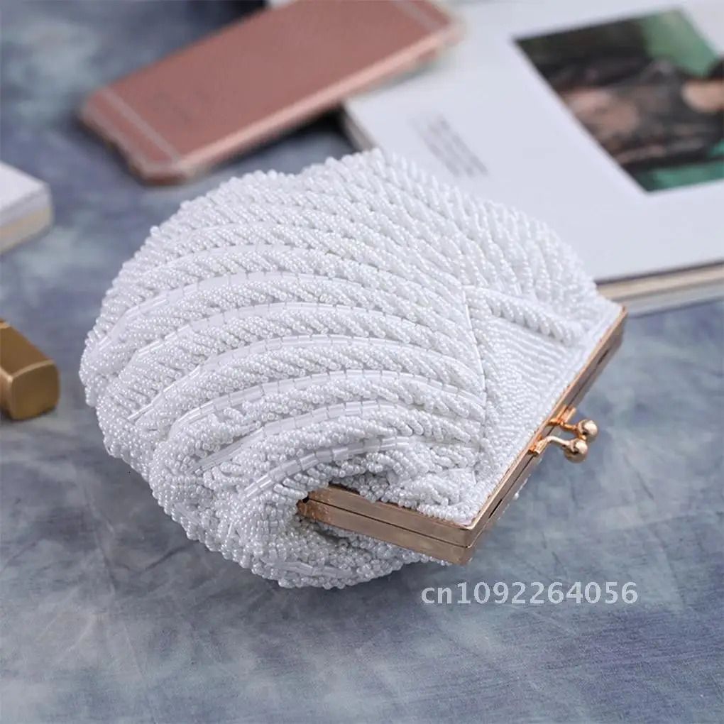 Womens Shell Pearl Water Diamond Elegant Clutch Bag Wallet Bridal Clutch Dress Banquet Handbag Dinner Bag 250402