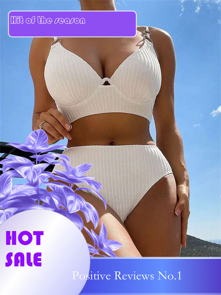 Dongdumaoyi White Underwire Swimsuit Sexy Brazilian Bikini Push Up Ring Linked Strap Swimwear Women Bathing Suit High Waist Beachwear