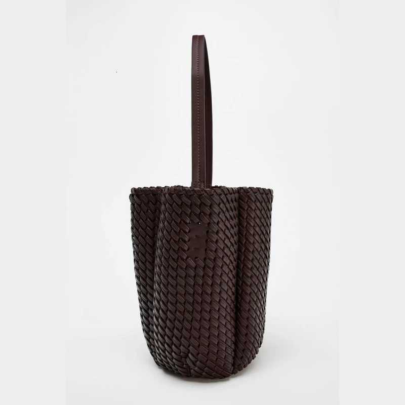 WOVEN EFFECT BUCKET BAG New Fashionable Handbag Purse For Women Shoulder Bags Luxury Designer Small Tote BagsW251107