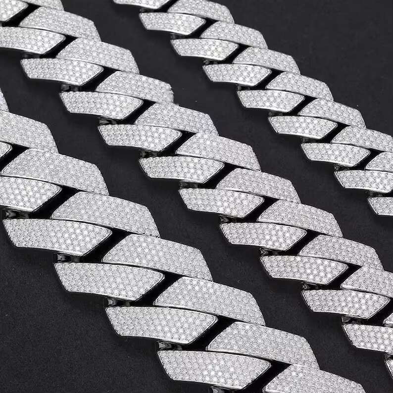 Hiphop Jewelry 925 Sterling Silver 20mm Iced Out Cuban Necklace Sparkling VVS Moissanite Cuban Link Chain