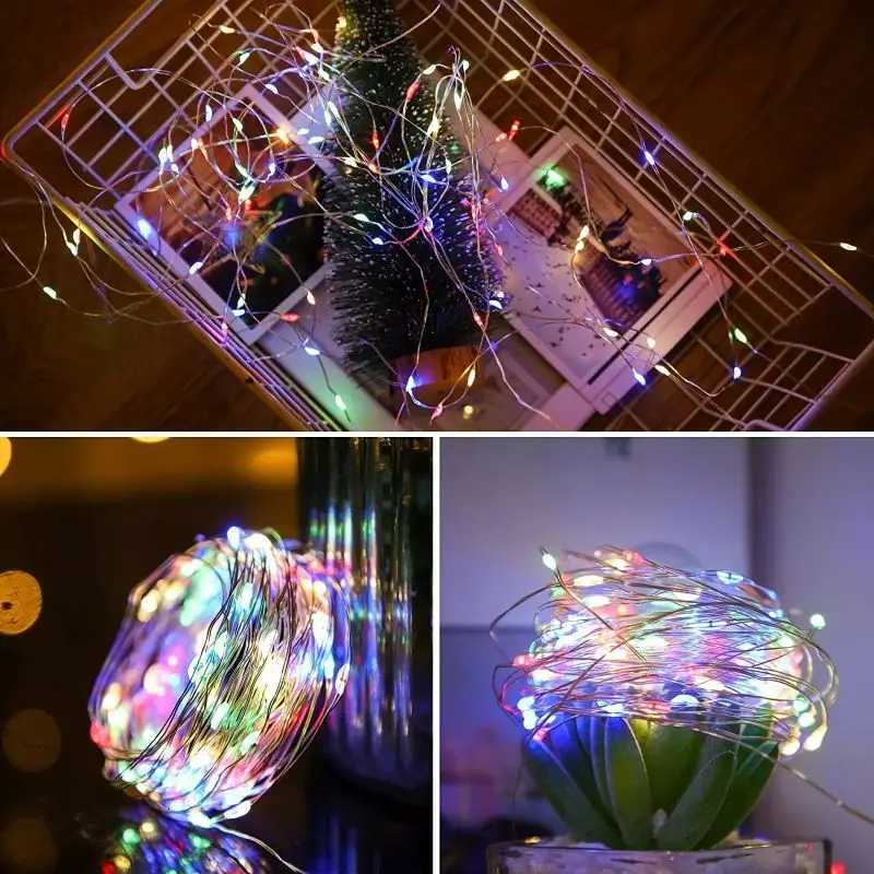 1/2 PCS Outdoor Waterproof Solar Light String 50/100/200/300 LED Waterproof 8 Modes Copper Wire Solar Fairy Light W251107