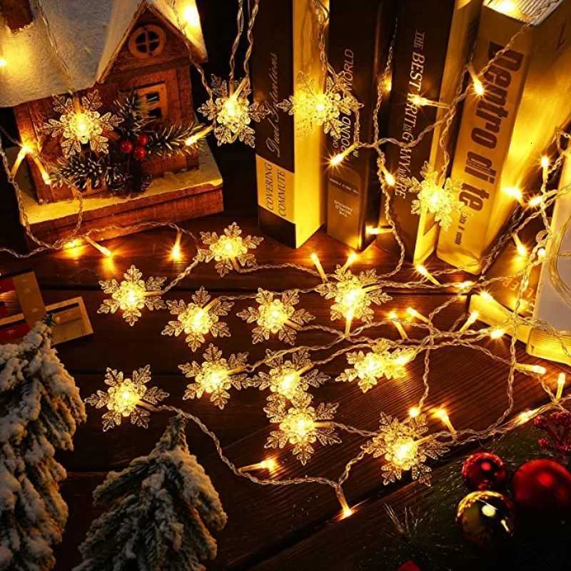 Christmas Snowflakes String Lights Flashing Fairy Curtain Garland Outdoor For Holiday Party New Year 2025 Decoration W251107