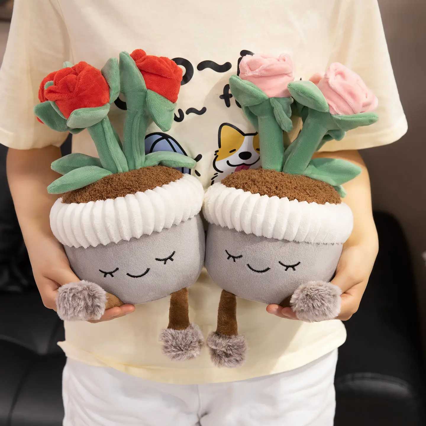 30cm Cartoon Potted Plant Plush Doll Cute Sunflower Rose Strawberry Cactus Calla Lily Plush Plant Home Decoration Gift For Kids C251107