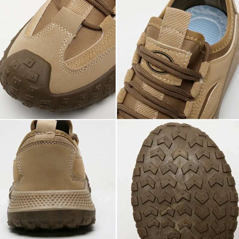 Outdoor Hiking Anti-slip Platform Men Sneakers Retro Leather Jogging Fashion Wear-resistant Trekking Shoes Male