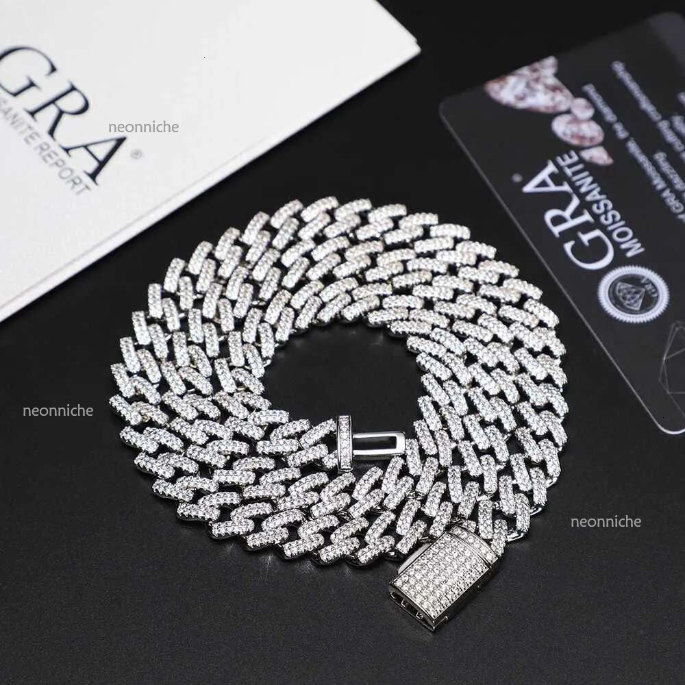 High quality Fashion Hip Hop Sterg Sier Jewelry 15mm VVs Moissanite Cuban k Chain Choker Necklaces for Men jewelry Gifts