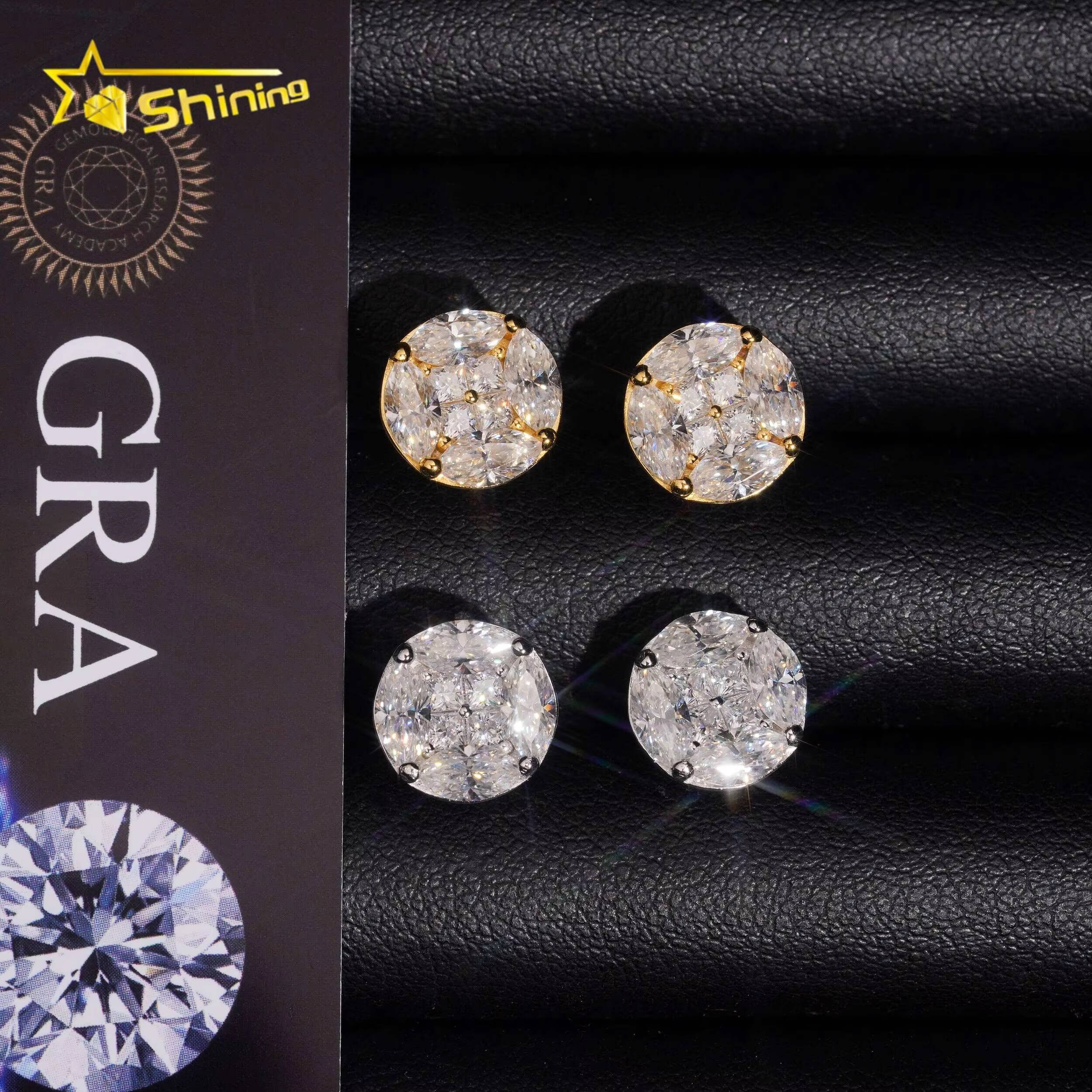 High Quality Pass Diamond Tester Unique Design Hip Hop Men Moissanite Diamond 925 Silver Earrings