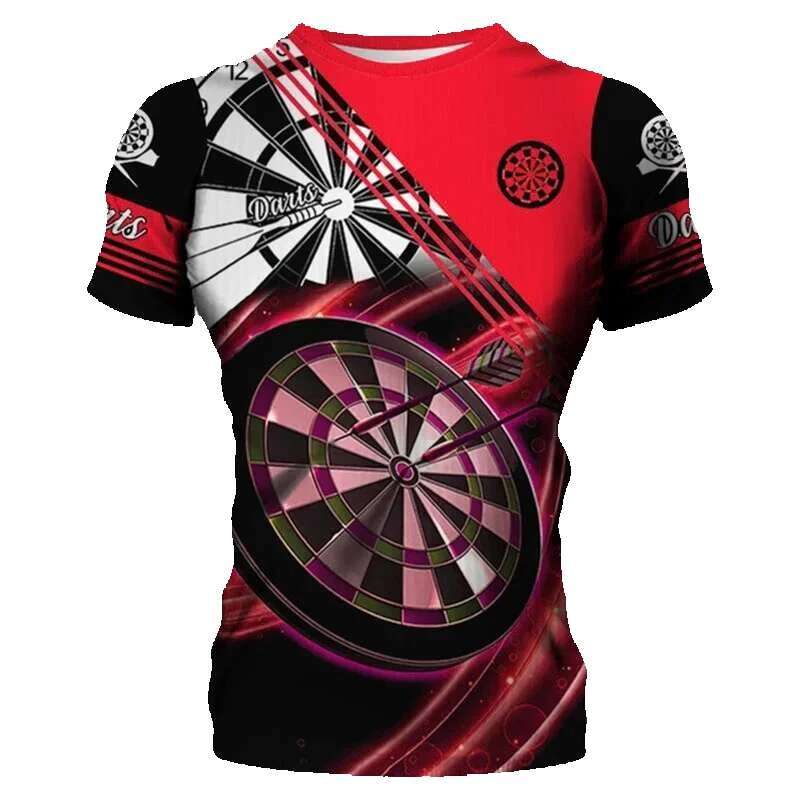 Dart Game Street Short sleeved 3D Printed Red Tie Stained 6XL Large Men's Clothing Summer Casual Top T-shirt