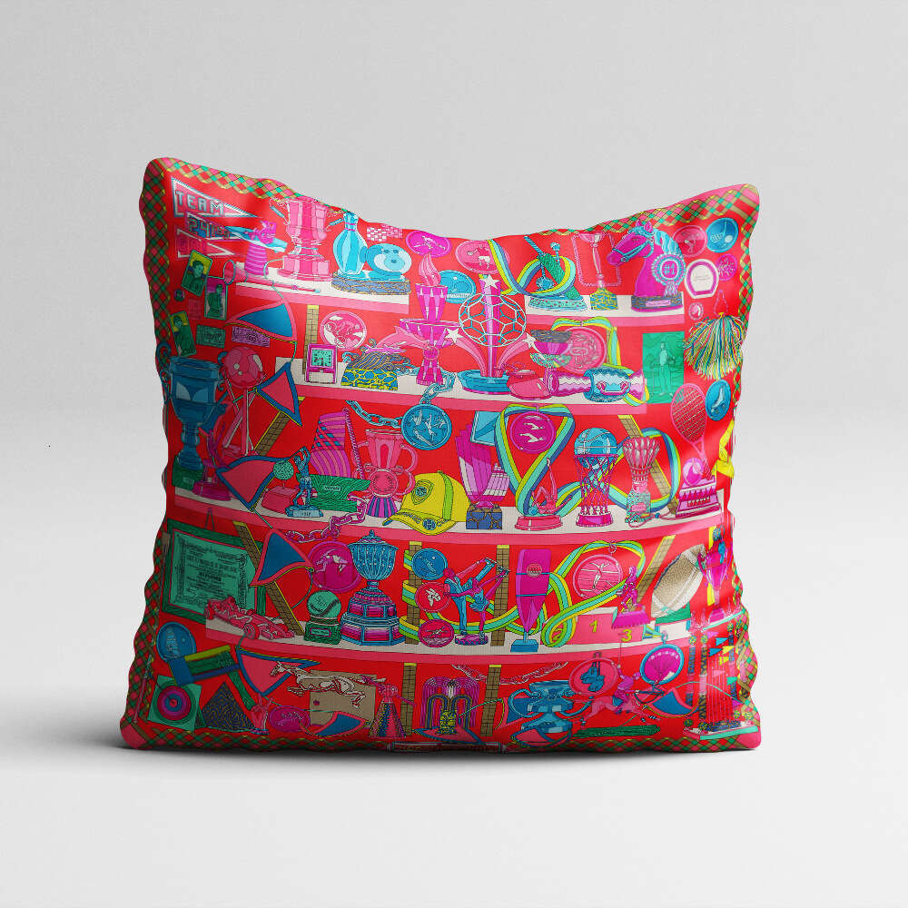 European Style Glossy Korean Woven Bedside Sofa Cushion Cartoon Satin Creative Pillow Print