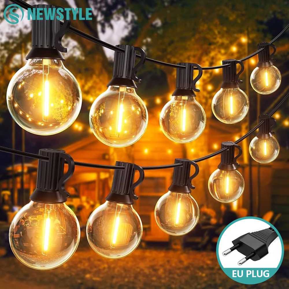 G40 Outdoor LED String Light EU Plug Shatterproof IP65 Waterproof Garden String Light for Christmas Party Patio Decor Atmosphere W251107