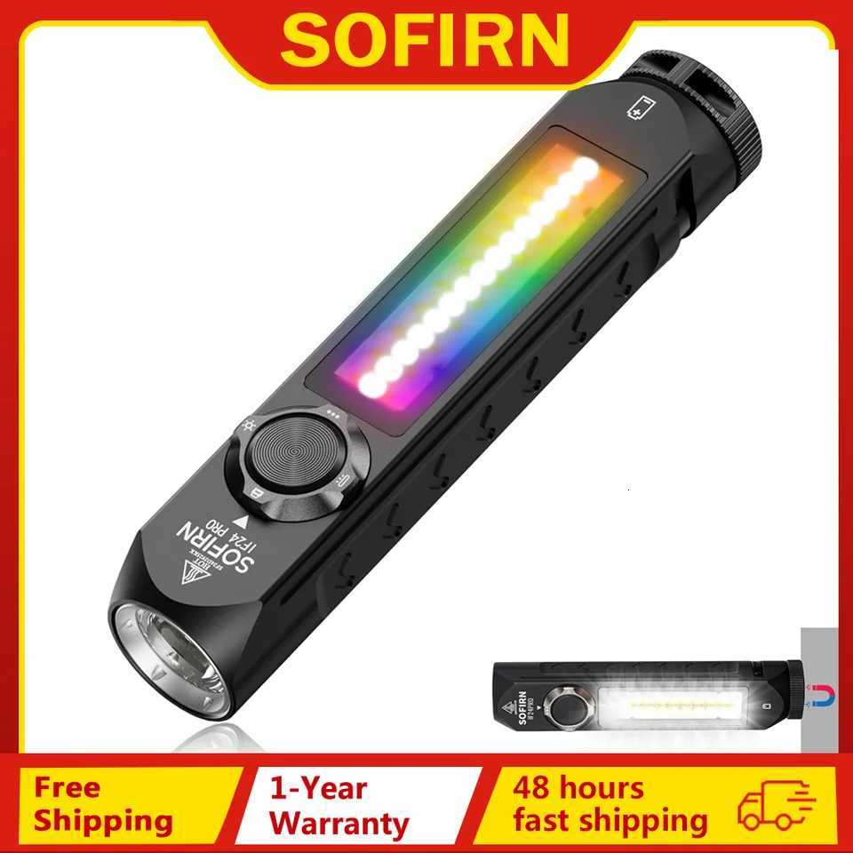 Sofirn IF24 PRO RGB Light 1800lm 340m SFT40 Buck Driver 18650 USB C Rechargeable Flashlights Flood Spot with MagneticW251106