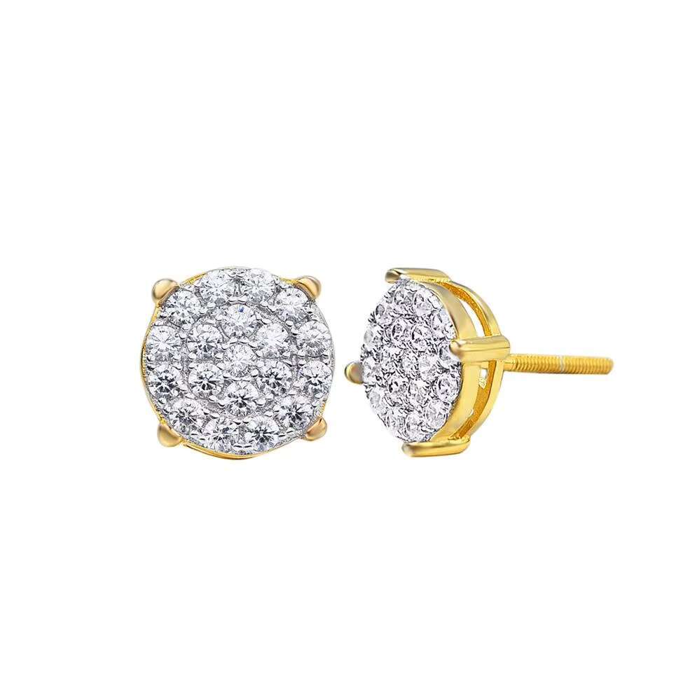 Wholesale Hip Hop Jewelry Ice Out Cubic Zirconia Diamond 925 Sterling Silver Gold Plated Stud Earring for Men