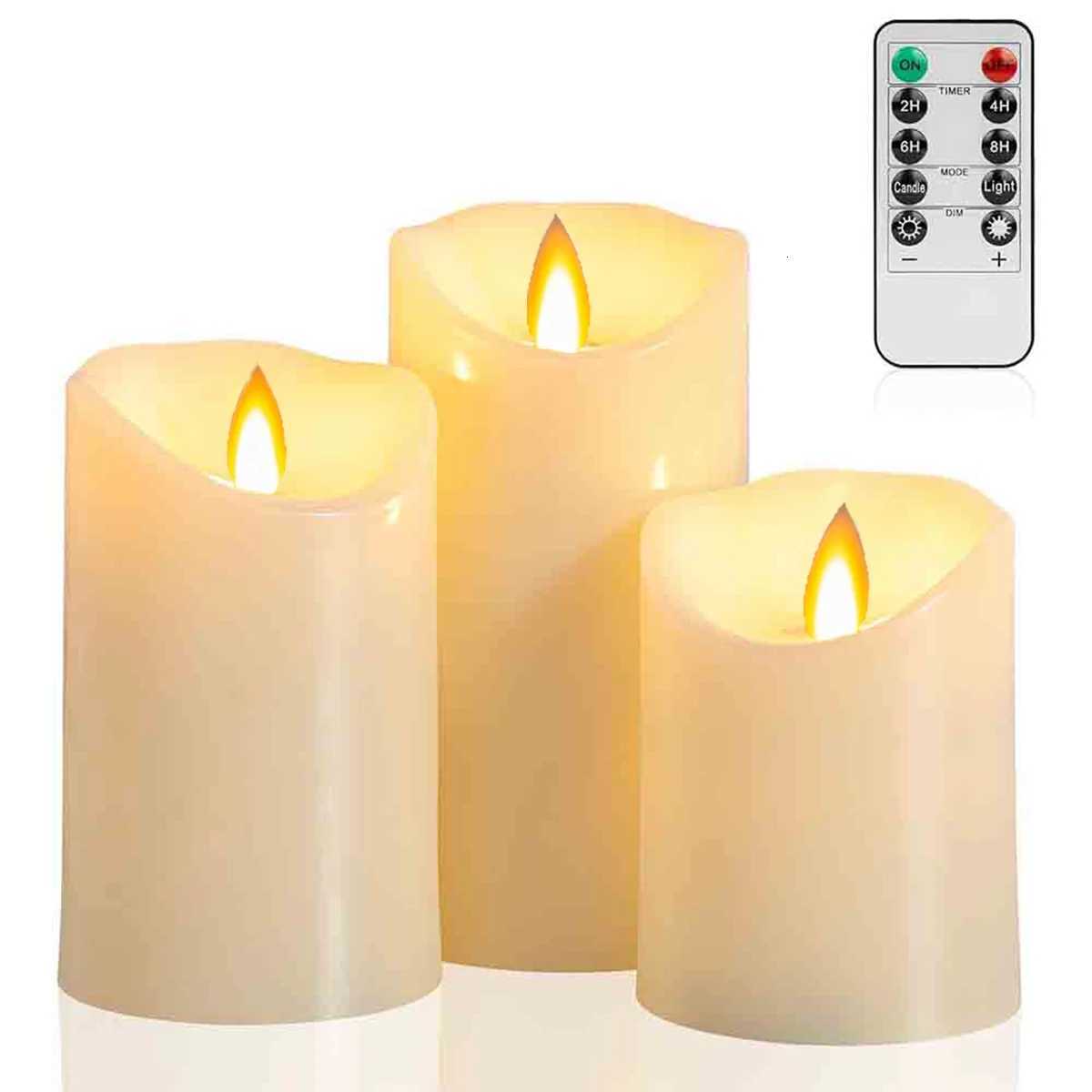 3pcs/set LED Flameless Candles Flickering Light with Remote Control for Christmas Festival Wedding Home Party Decor Lighting W251107