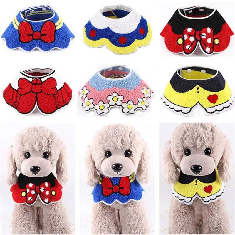 High Quality Pet Saliva towel cute flower bow puppy collar bib beautiful curved design puppy scarf adjustable puppy pet accessories T250407