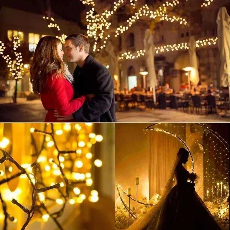 Solar String Lights Led Outdoor Solar Christmas Lights with 8 Modes Twinkle Fairy Lights for Garden Weddin Christmas Decoration W251107