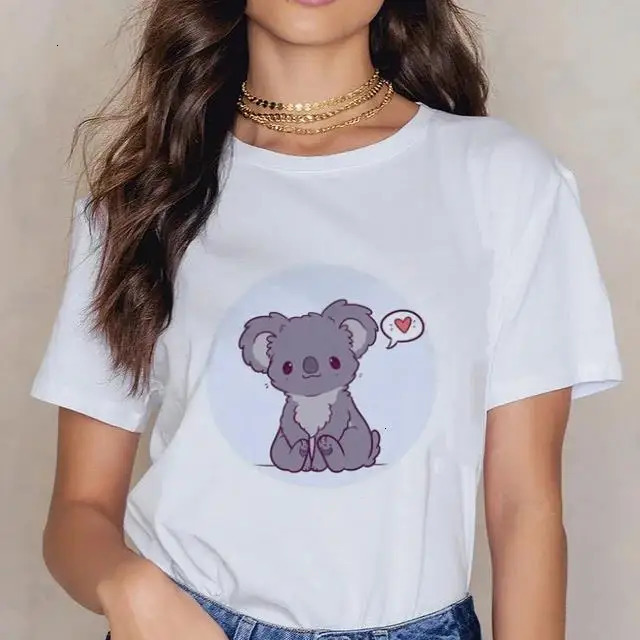 Womens Cartoon Kawaii Animal Koala Printed Tshirt Harajuku Ropa Mujer Graphic Plus Size Casual Street Clothing 250407