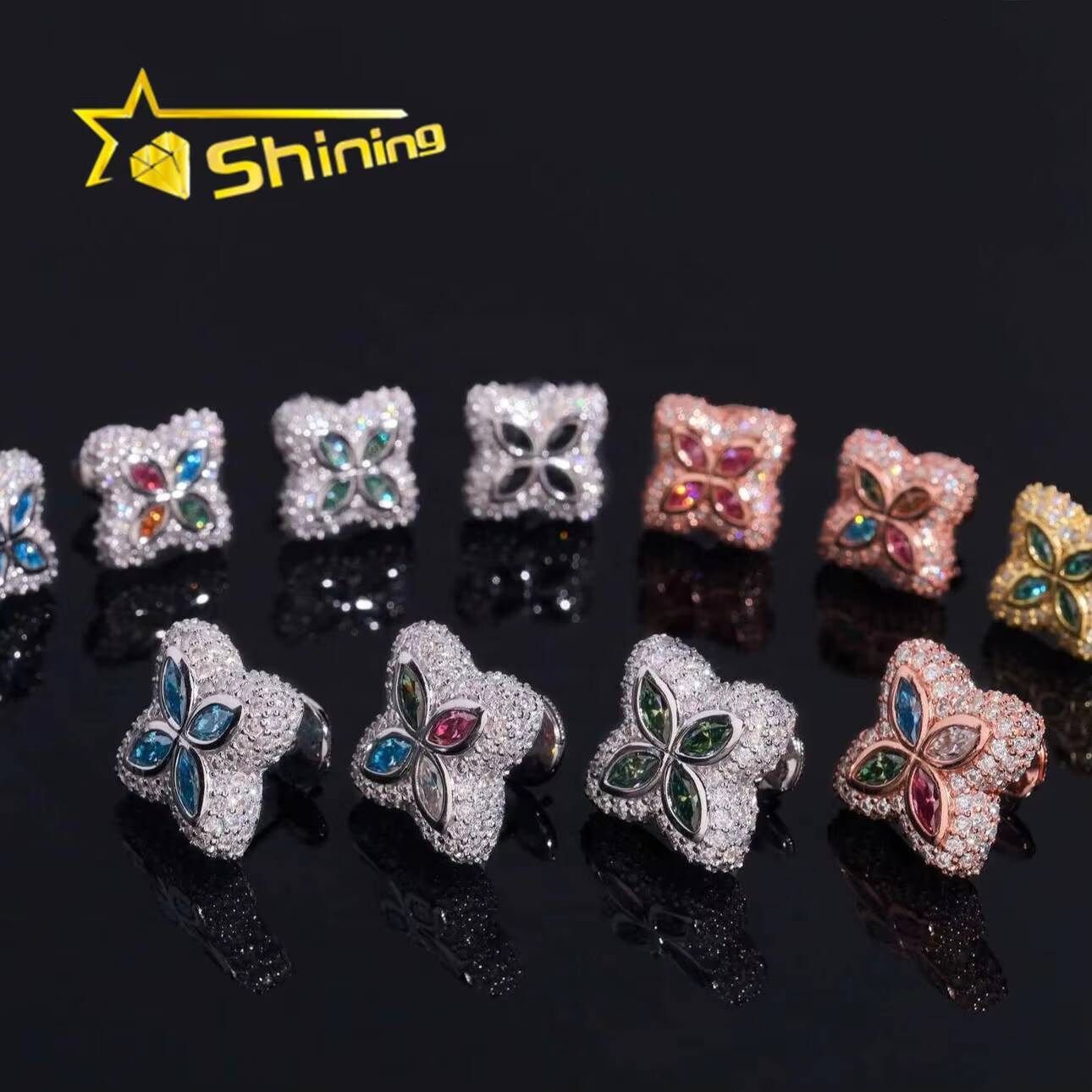 15MM Width Sterling Silver 925 Pass Tester Lab Diamond Iced Out VVS Moissanite Hip Hop Fine Jewelry Stud Earrings