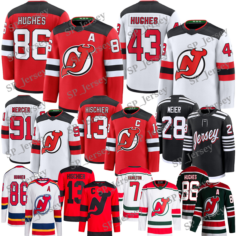 #86 Jack Hughes Stadium Series hockey jersey #43 Luke Hughes Jesper Bratt Nico Hischier Chase Stillman Jacob Markstrom Martin Brodeur Dawson Mercer Timo Meier jerseys