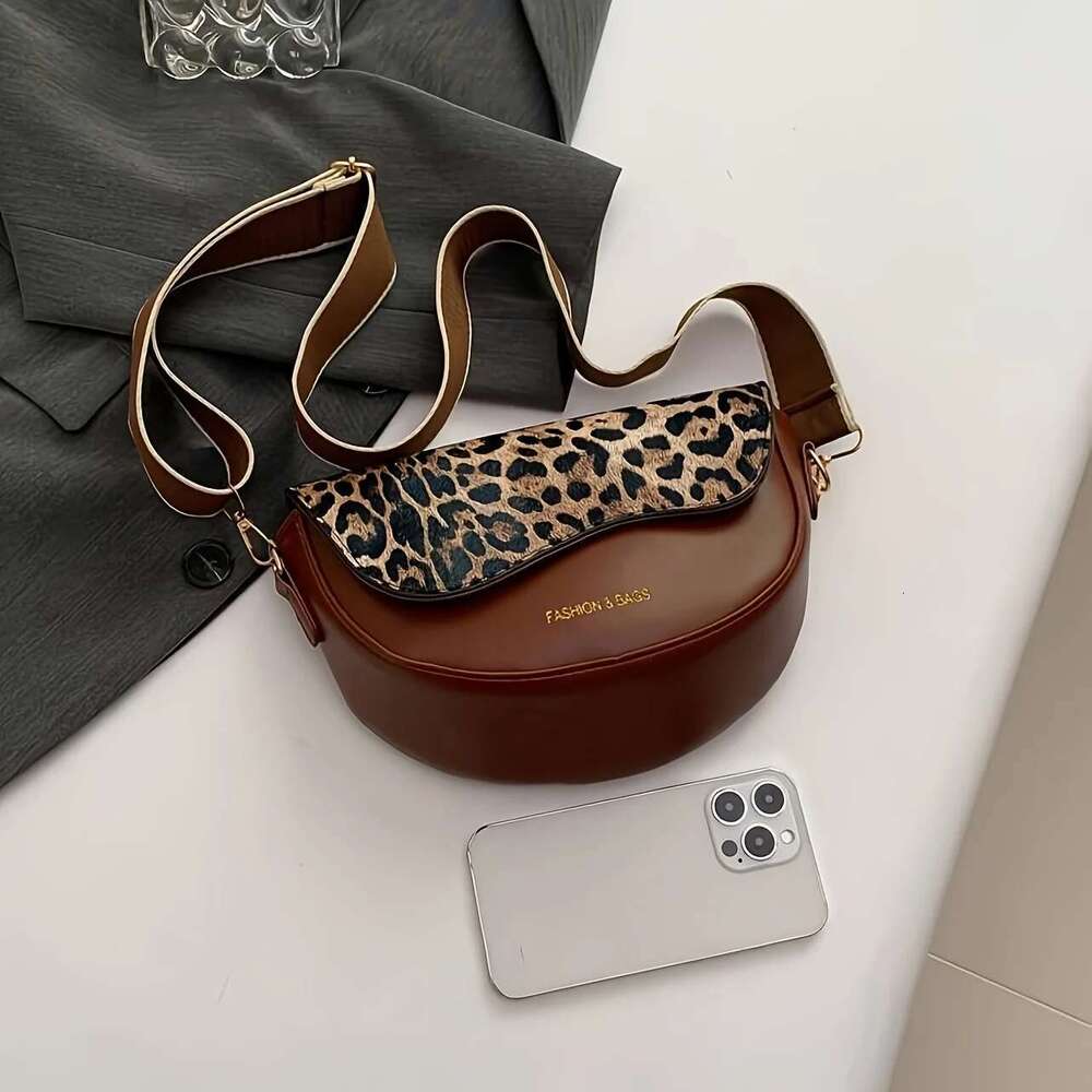 Leopard Style Vintage Small Crossbody Bag, Synthetic Leather Perfect for Outdoor Streetwear and Holiday Gifts Bag,