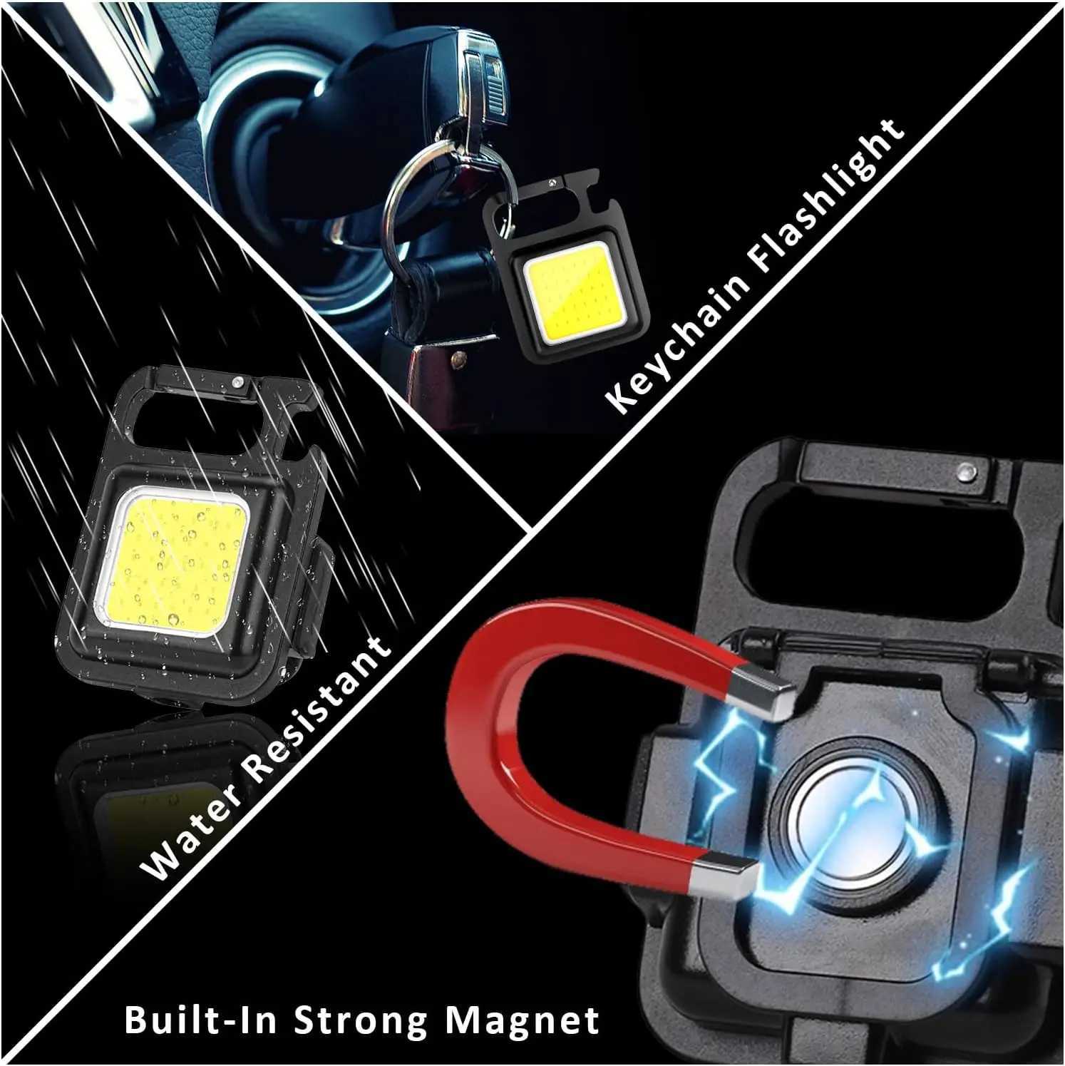 LED Flashlight Super Bright 1500LM Folding Bracket Bottle Opener Keychain USB Rechargeable Waterproof Light Outdoor Camping ToolW251106