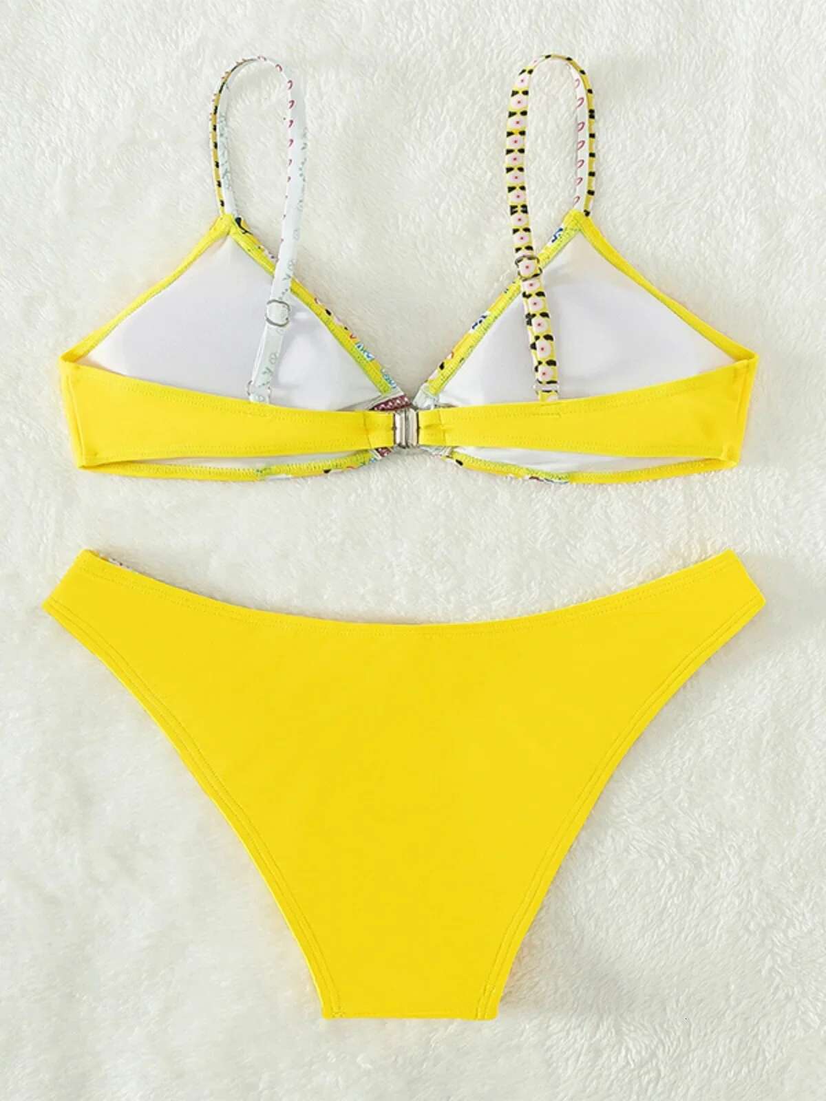 Dongdumaoyi Sexy Flower Print Two Piece Swimsuit Set Triangle Bra Suspender Backless Bikini Beach Vacation Lace Up Swimwear New