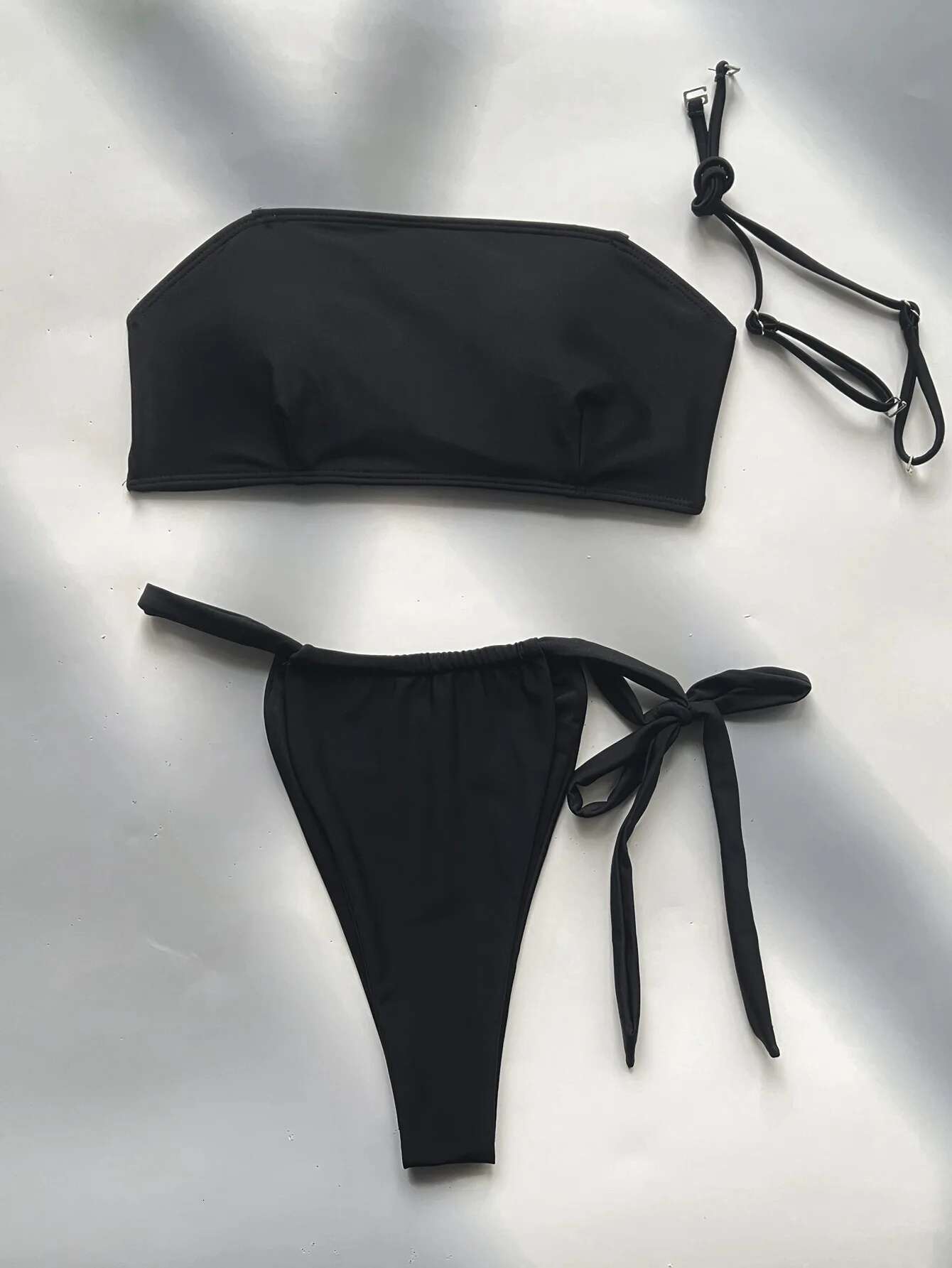 Dongdumaoyi Sexy Bandeau Bikini Women Black Push Up Bandage Cross Micro Swimsuit Brazilian Beach Bathing Suit Tie Side Thong Swimwear