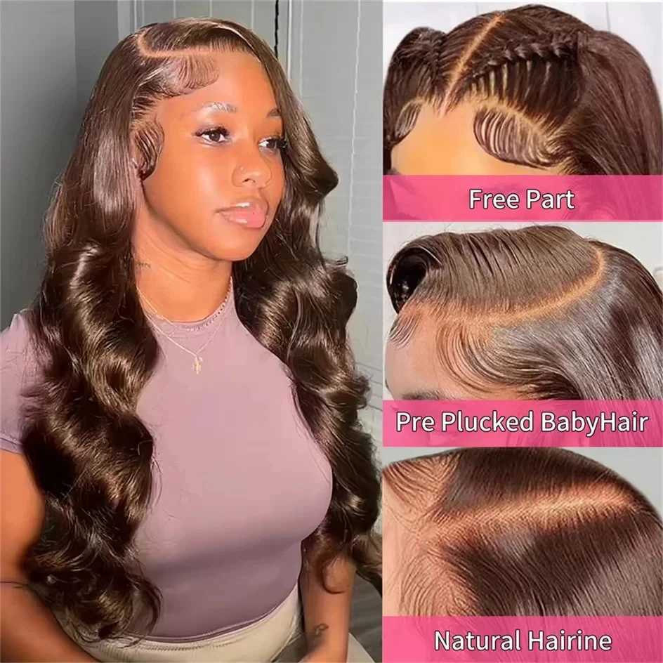13x6 Chocolate Brown Hd Lace Front Human Hair Wigs Body Wave Human Hair Wig 30 36 Inch 13x4 Colored Human Hair Wigs For Women W251107