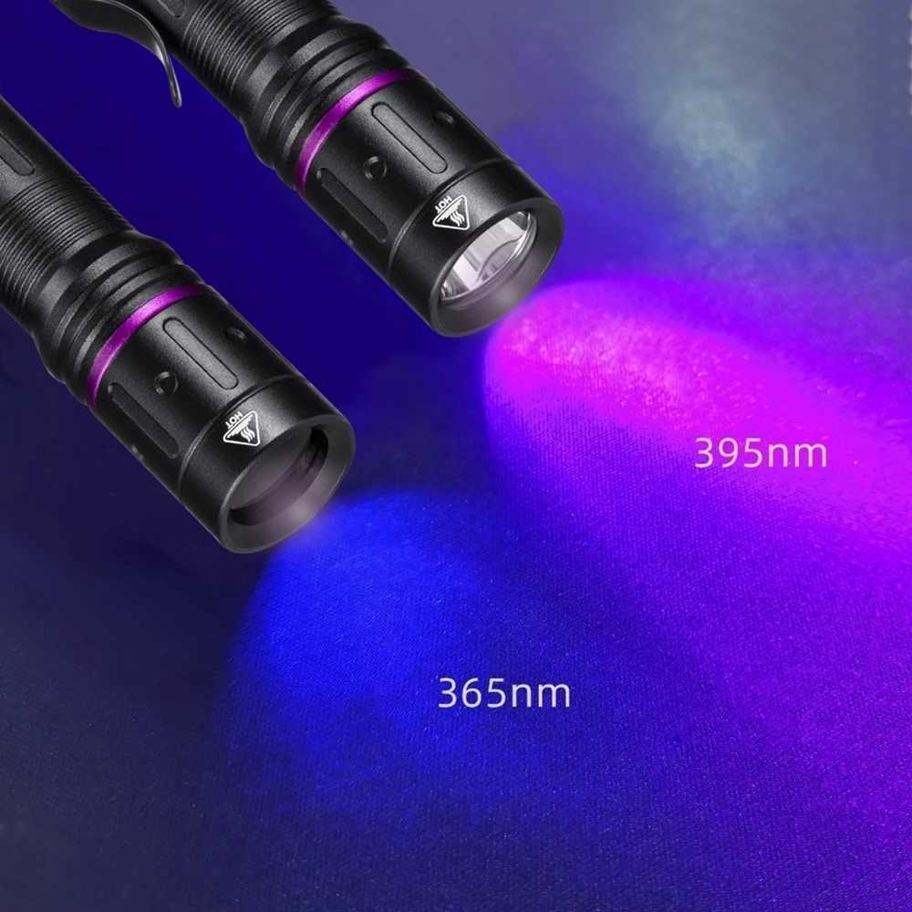 Mini UV Pen light LED Flashlight 365nm/395nm Invisible Marker Blacklight Torch Cat Pet Tinea Stain Marker Money Detection LampW251106