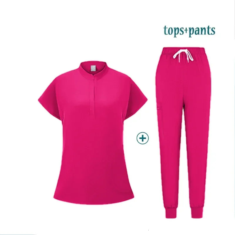 Fashion Uniforms Scrub Set Doctor Nurse Clinical Workwear Nursing Suit Beauty Spa Work Clothes Scrubs Top Pants 250402