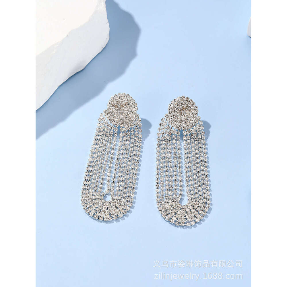 2024 Winter NEW Activity Style Exaggerated Size Round tassel Copper Claw Chain Water Dia Imitation Electroplating Stainless Steel Needle Earrings for 