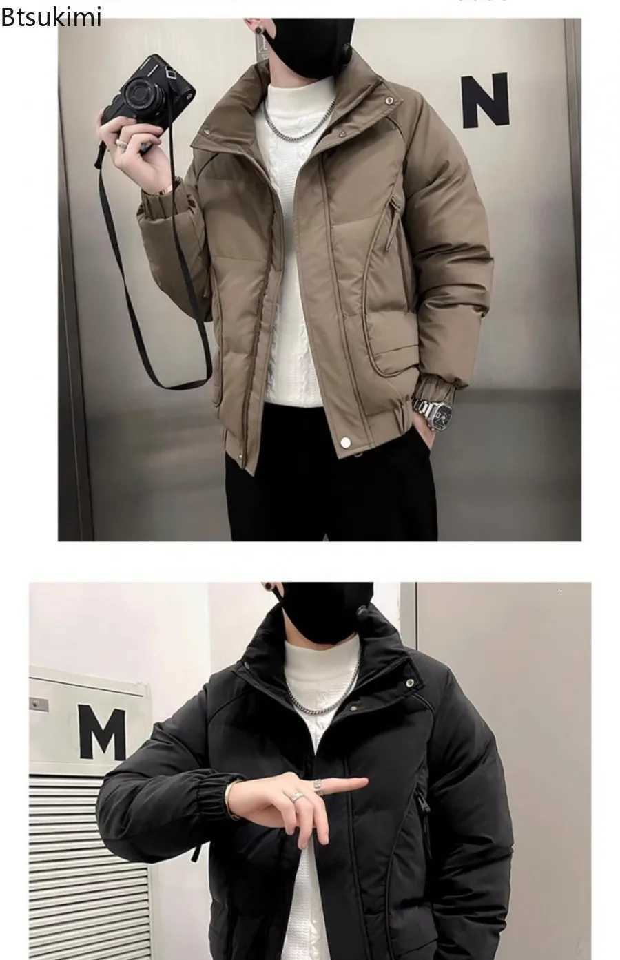 High Quality Men Parkas 2025 Fashion Mens Thicken Warm Casual Jackets Handsome Men Coats Solid Stand Collar Down Cotton JacketsT251107