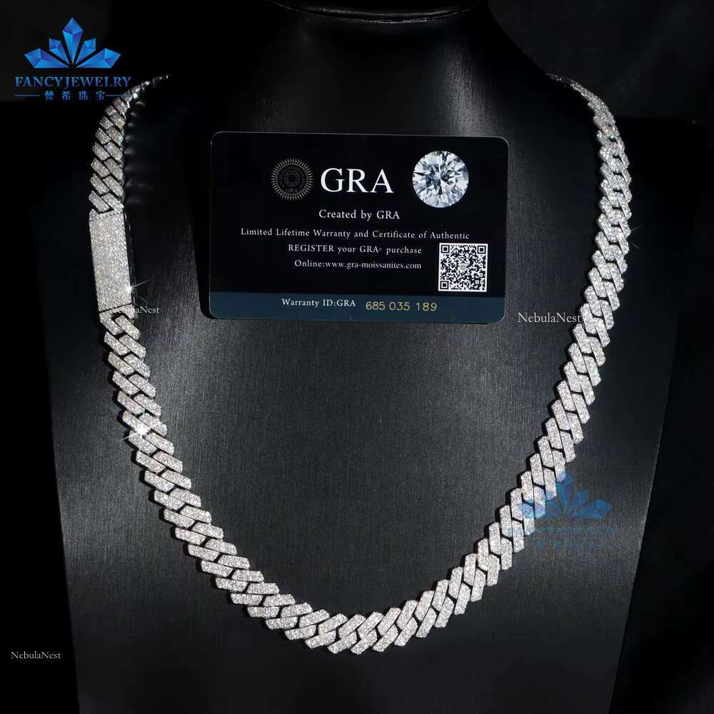 Hot Sale 8mm VVS Moissanite Necklace Solid Sier Cuban k Trendy Iced Hip Hop Jewelry