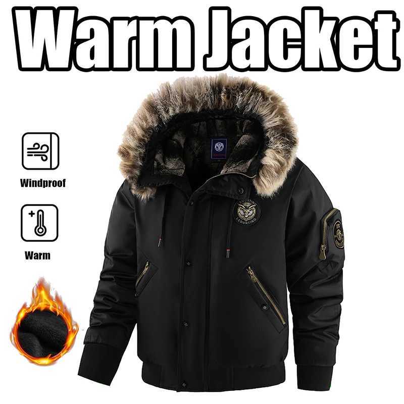 2025 New Winter New Padded Thickened Warm Coat Fashion Trend Outdoor Windproof Hooded Jacket Mens Casual Classic Cargo ParkasT251107