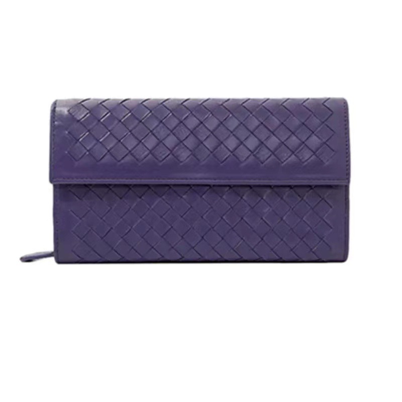 Stylish long women's wallet sheepskin woven clutch zipper coin purse is a small stylish and versatile simple wallet2025