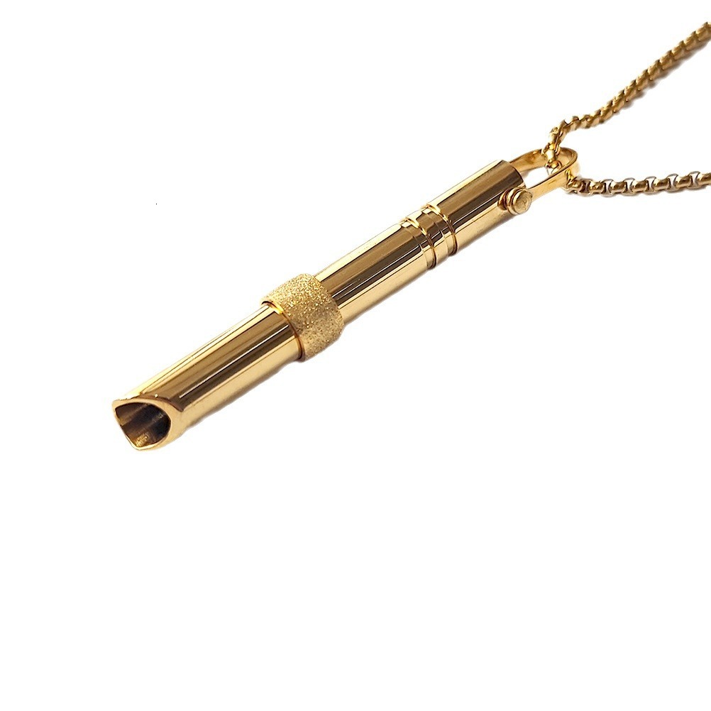 Hot selg meditation mindfulness pendant, breathing regulating titanium steel pearl necklace, rotating frosted round tube decompression pendant