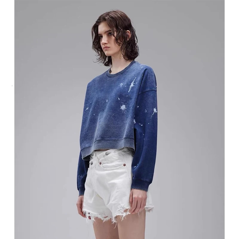 NIGO LP Womens Spring and Autumn Street Old Graffiti Cotton Round Neck Long Sleeve Short Sweatshirt #nigo61427 250403