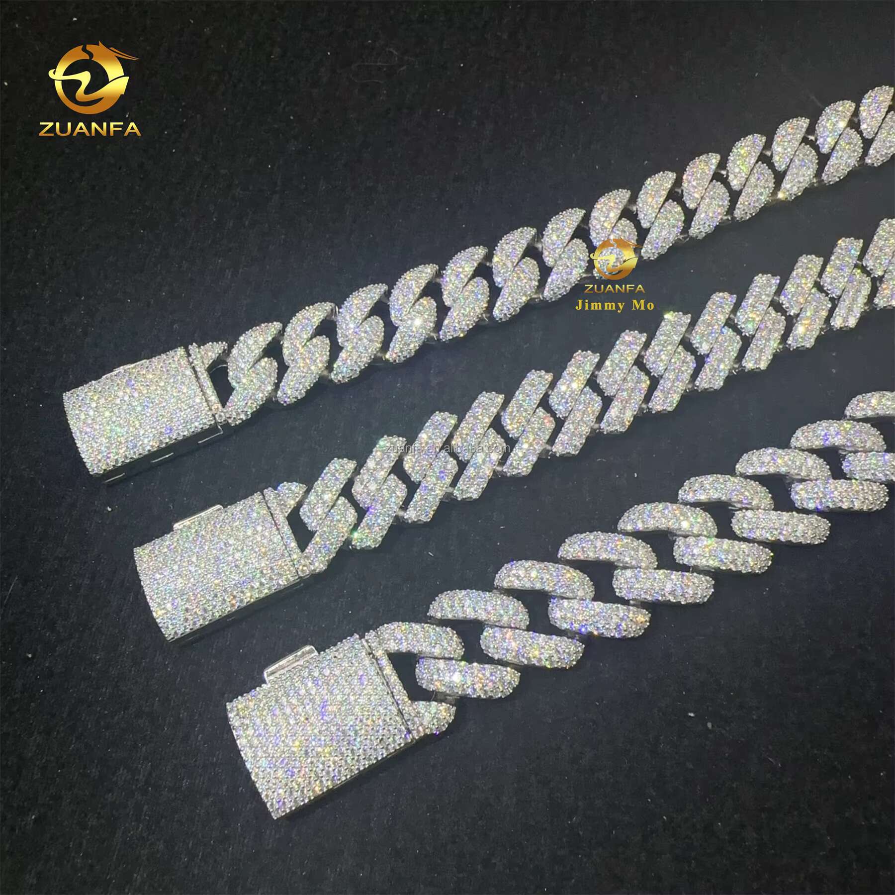 Customization Stylish Rapper Luxury Jewelry Iced Out Hip Hop 925 Silver VVS1 Moissanite Diamond Miami Cuban Link Bracelet Men