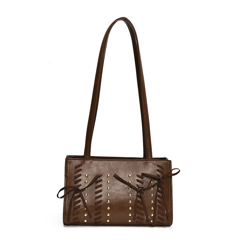 2025S Designer Women S Bag Autumn Winter Popular Shoulder With Rivet Strap Bow New Style Small And Trendy Design Underarm Women S Bag