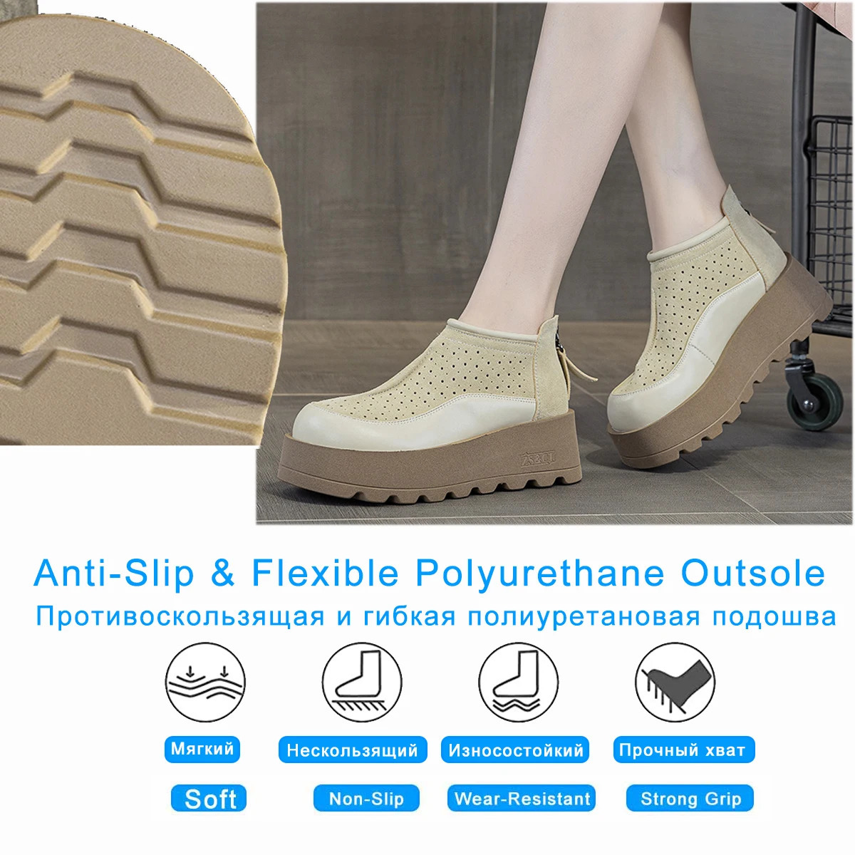 Fujin 6CM Suede Cow Genuine Leather Moccasins Women Platform Wedge Flats Women Shoes Ankle Booties Females ZIP Pumps Shoes 250402